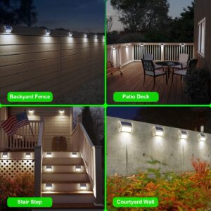 JSOT Solar Outdoor Lights, 12 Pack Solar Fence Lights, Deck Lights, Solar Powered Waterproof Outside Lighting for Garden Backyard Patio Yard Stair Step Wall Railing Post, Cool Light