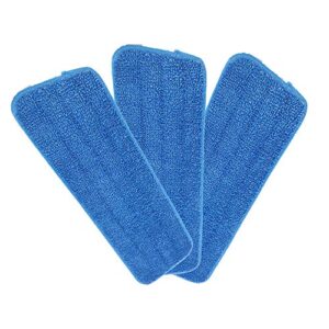 microfiber spray mop replacement heads for wet/dry mops compatible with bona floor care system 3 pack (blue)