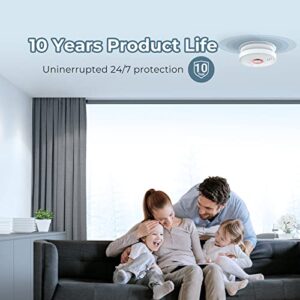 SITERWELL Smoke Detector Fire Alarm with Magnetic Fastening Kit and Built-in Battery, Fire Safety with Photoelectric Technology for Home Bedroom and Babyroom, UL Listed, GS528A, 4 Packs