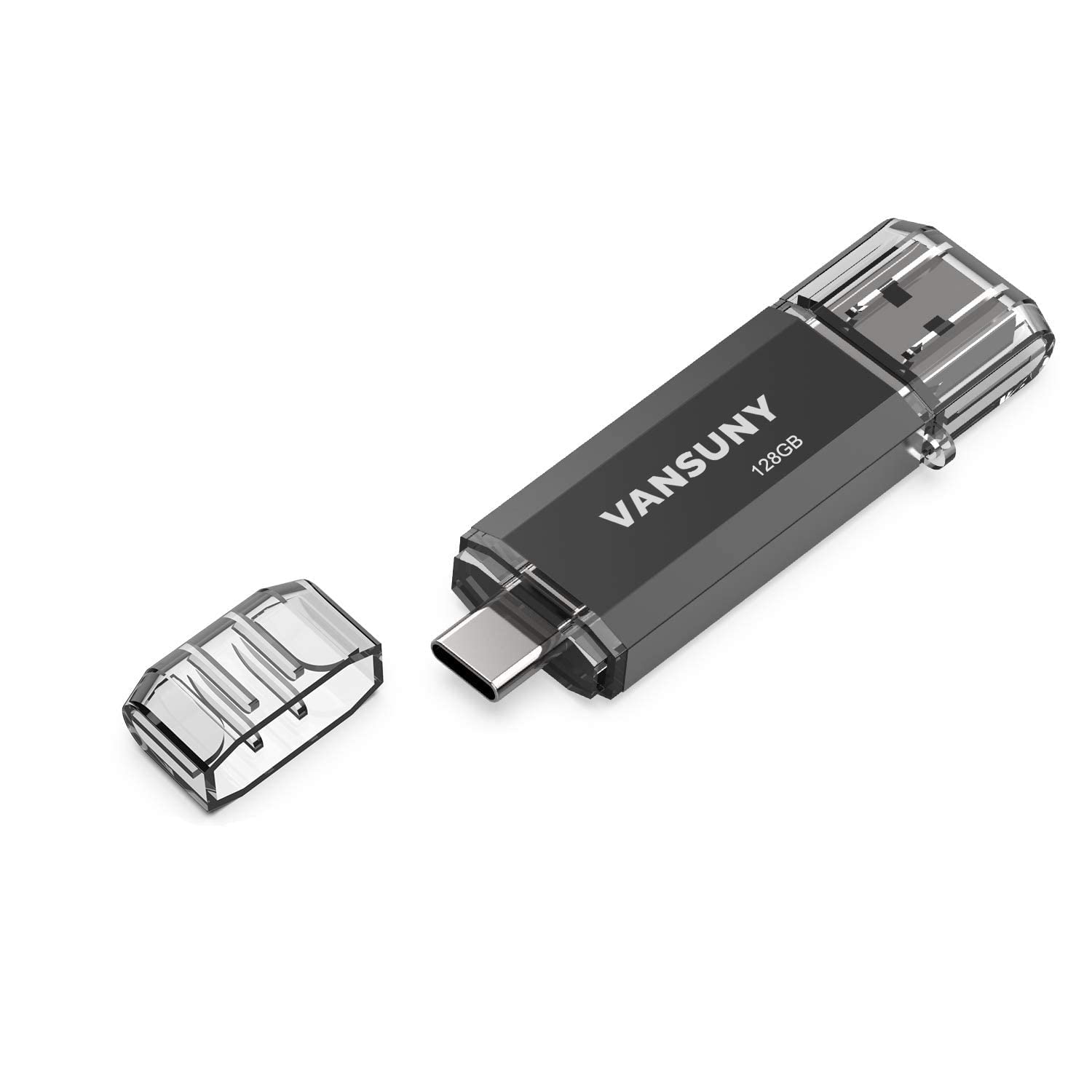 Vansuny 128GB Type C Flash Drive 2 in 1 OTG USB 3.0 + USB C Memory Stick with Keychain Dual Thumb Photo Stick Jump Drive for Android Smartphone, Computers, MacBook, Tablets, PC