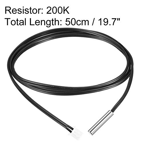 uxcell 200K NTC Thermistor Probe 19.7 Inch Stainless Steel Sensitive Temperature Temp Sensor for Air Conditioner