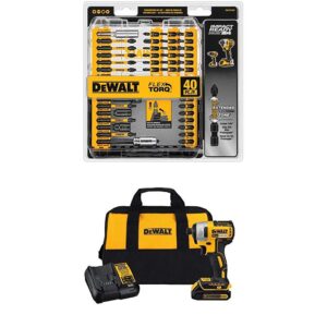dewalt dwa2t40ir impact ready flextorq screw driving set, 40-piece and dewalt dcf787c1 cordless impact driver kit (includes battery and charger)