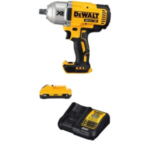 dewalt dcf899b 20v max* xr brushless high torque 1/2" impact wrench with detent anvil (tool only) with dcb230c 20v battery pack