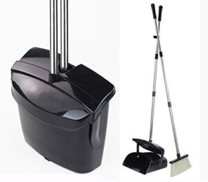broom and dustpan set commercial long handle sweep set and lobby broom upright grips sweep set with broom for home kitchen room office and lobby floor dust pan & broom combo black