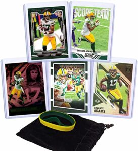 davante adams football cards (5) assorted bundle - green bay packers trading card gift set