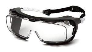 pyramex cappture over prescription safety glasses, clear h2max anti-fog lens w/rubber gasket