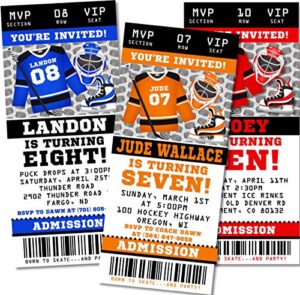 ice hockey birthday party ticket invitations