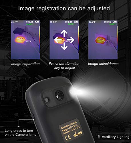 320 x 240 IR Resolution Thermal Camera, Pocket-Sized Infrared Camera with 76800 Pixels Real-Time Thermal Image, Temperature Measurement Range -4°F to 572°F, Mini IR Thermal Imager, Hti-Xintai