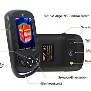 320 x 240 IR Resolution Thermal Camera, Pocket-Sized Infrared Camera with 76800 Pixels Real-Time Thermal Image, Temperature Measurement Range -4°F to 572°F, Mini IR Thermal Imager, Hti-Xintai