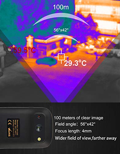 320 x 240 IR Resolution Thermal Camera, Pocket-Sized Infrared Camera with 76800 Pixels Real-Time Thermal Image, Temperature Measurement Range -4°F to 572°F, Mini IR Thermal Imager, Hti-Xintai