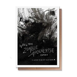 wunderkid funny zombie love card, valentine's christmas or halloween zombie apocalypse card for boyfriend husband wife him her (1 single card, blank inside)