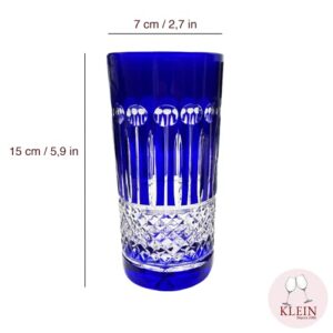 6 Aperitif Juice and Water Crystal Glasses - 6 Colors Assortment - Service Roemer Diamant (12 fl oz) - Klein House Artisan du Cristal - Gift set - Stamp : Klein 54120 Baccarat France