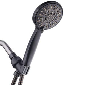 aquadance oil rubbed bronze high pressure 6-setting hand held shower head with extra-long 6 foot hose & bracket – anti-clog nozzles – usa standard certified – top u.s. brand