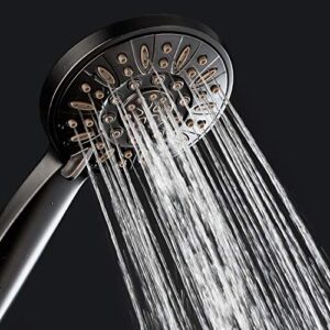 AquaDance Oil Rubbed Bronze High Pressure 6-Setting Hand Held Shower Head with Extra-Long 6 Foot Hose & Bracket – Anti-Clog Nozzles – USA Standard Certified – Top U.S. Brand