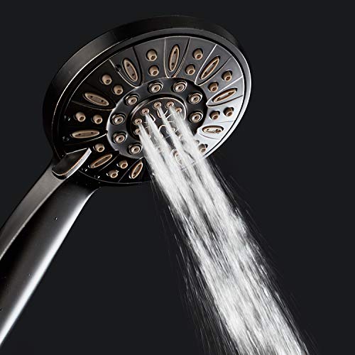 AquaDance Oil Rubbed Bronze High Pressure 6-Setting Hand Held Shower Head with Extra-Long 6 Foot Hose & Bracket – Anti-Clog Nozzles – USA Standard Certified – Top U.S. Brand