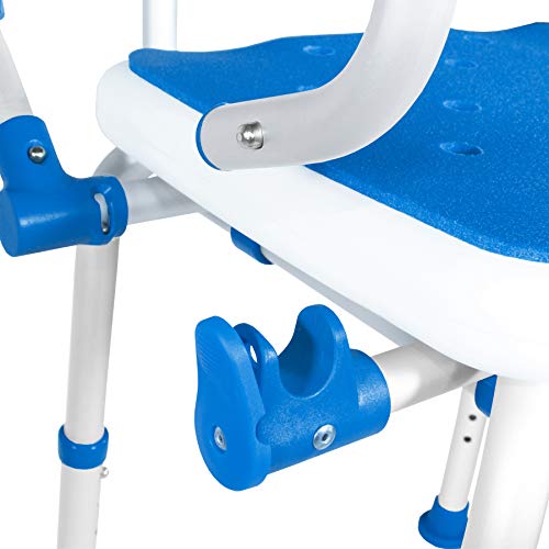 PCP Shower Safety Chair, Bath Bench with Backrest, Swing Arms, Adjustable Height, Medical Senior Support, Chair Style, Foam Padded