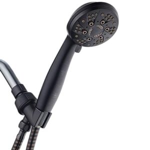 aquadance oil rubbed bronze high pressure 6-setting hand held shower head with extra-long 6 foot hose & bracket – anti-clog nozzles-usa standard certified-top u.s. brand