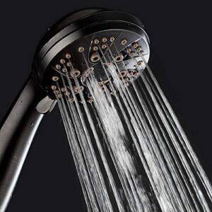 AquaDance Oil Rubbed Bronze High Pressure 6-Setting Hand Held Shower Head with Extra-Long 6 Foot Hose & Bracket – Anti-Clog Nozzles-USA Standard Certified-Top U.S. Brand