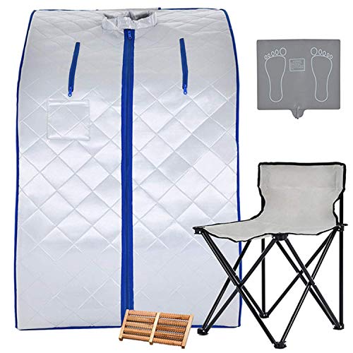 KUPPET Portable Infrared Home Spa, Infrared Portable Sauna, with Heating Foot Pad and Chair, Remote Control, 30 Minutes Timer (Infrared 36.6''H,Silver)