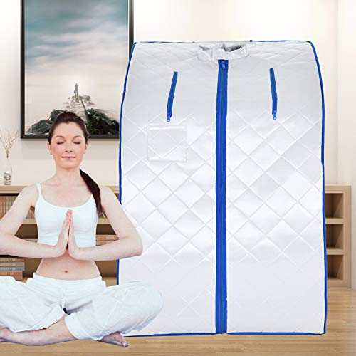 KUPPET Portable Infrared Home Spa, Infrared Portable Sauna, with Heating Foot Pad and Chair, Remote Control, 30 Minutes Timer (Infrared 36.6''H,Silver)