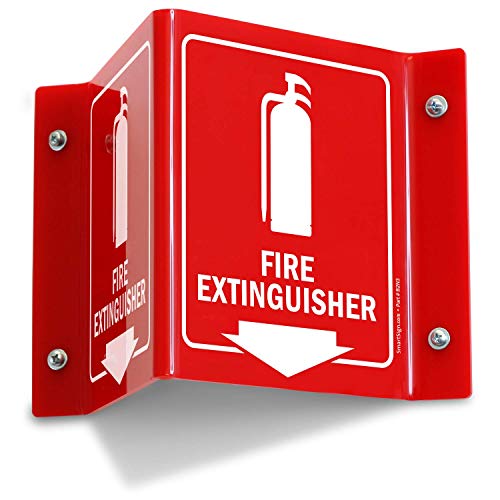 SmartSign “Fire Extinguisher” Projecting Sign with Arrow | 6" Polished Acrylic