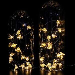 WSgift Honeybee Decorative String Lights, 18.7 Ft 40 LED USB Plug-in Copper Wire Bee Fairy Lights for Various Decoration Projects (Warm White, Remote Control with Timer)