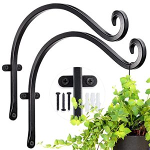 ajart hanging plant hanger outdoor: 12-inch bird feeder wall hooks - black metal plant bracket hook for hanging flower baskets