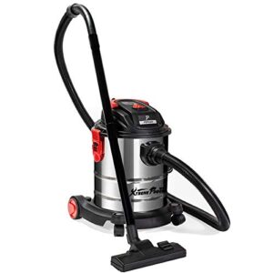 xtremepowerus 5.5 peak hp 5 gallon wet and dry vacuum stainless steel bucket 3-functions vacuum dry/wet/blow with wheel