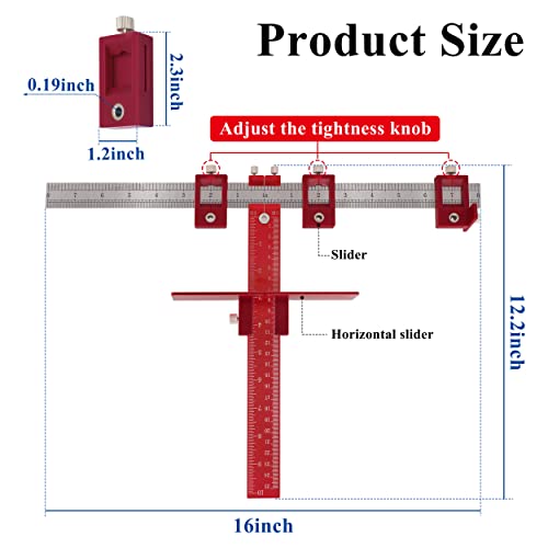 Cabinet Hardware Jig Tool/Template for Handles and Knobs on Doors and Drawer Fronts - Red Stainless Steel