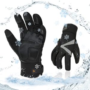 vgo... 1-pair -4℉ or above 3m thinsulate c100 lined high dexterity touchscreen synthetic leather winter warm work gloves, waterproof insert (size l, black, sl8777fw)