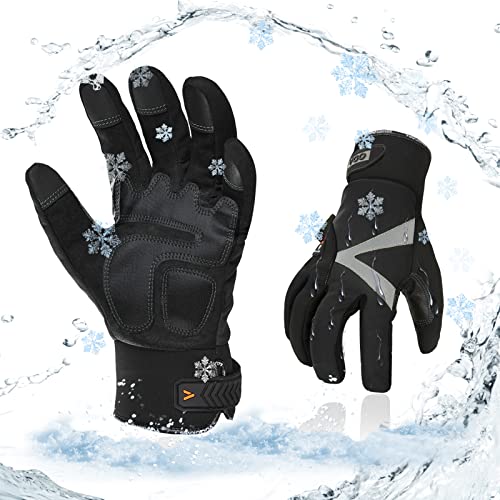 Vgo... 1-Pair -4℉ or above 3M Thinsulate C100 Lined High Dexterity Touchscreen Synthetic Leather Winter Warm Work Gloves, Waterproof Insert (Size L, Black, SL8777FW)