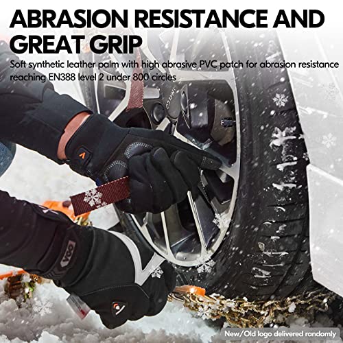 Vgo... 1-Pair -4℉ or above 3M Thinsulate C100 Lined High Dexterity Touchscreen Synthetic Leather Winter Warm Work Gloves, Waterproof Insert (Size L, Black, SL8777FW)