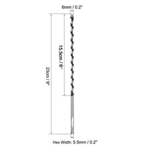 uxcell Auger Drill Bit Wood Hex Shank 6mm Cutting Dia Highbon Steel for Electric Bench Drill Woodworkingpentry 2pcs