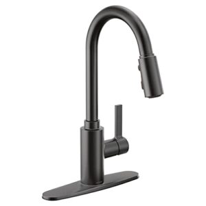 Moen Genta LX Matte Black Single-Handle Modern Kitchen Faucet with Pull Down Sprayer, Reflex Docking Head, Faucet for Kitchen Sink with Power Boost for a Faster Clean, 7882BL