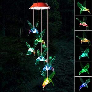 hummingbird gift,solar sind shimes,gifts for all mom/grandma/women/aunt/daughte/friend/niece/sister/teacher/dad, mother birthday gift, gardening gifts,windchimes outside, perfect for patio, garden