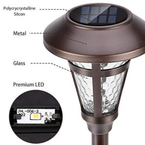 GIGALUMI Bright Solar Outdoor Lights Decorative 6 Pack, Solar Pathway Garden Lights Auto On/Off, Solar Lights Outdoor Waterproof Bronze Finished, Driveway Lights LED Landscape Lighting for Lawn Yard