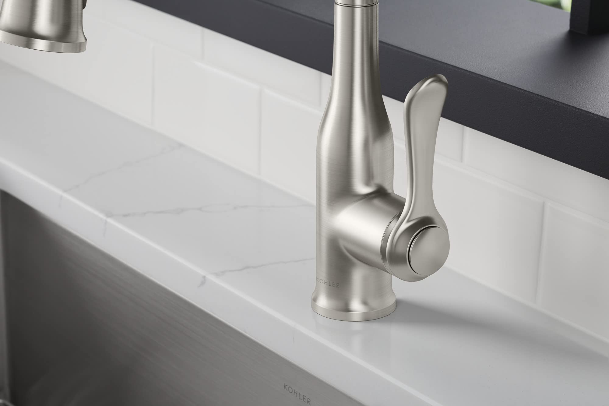 Kohler R23863-SD-VS Motif Kitchen Faucet with Pull Down Sprayer and Soap Dispenser, Vibrant Stainless