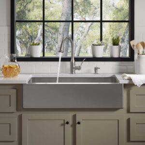 Kohler R23863-SD-VS Motif Kitchen Faucet with Pull Down Sprayer and Soap Dispenser, Vibrant Stainless