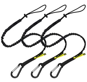 beartools tool lanyard with standard spring carabiner and adjustable loop end, 90cm length, maximum weight limit 8kg / 17.6lb, fall restraint with shock cord stopper, 3 combo pack (black 0913s)