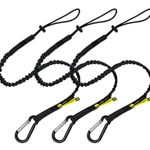 BearTOOLS Tool Lanyard with Standard Spring Carabiner and Adjustable Loop End, 90cm Length, Maximum Weight Limit 8KG / 17.6lb, Fall Restraint with Shock Cord Stopper, 3 Combo Pack (Black 0913S)