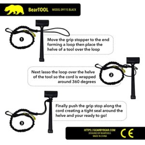 BearTOOLS Tool Lanyard with Standard Spring Carabiner and Adjustable Loop End, 90cm Length, Maximum Weight Limit 8KG / 17.6lb, Fall Restraint with Shock Cord Stopper, 3 Combo Pack (Black 0913S)