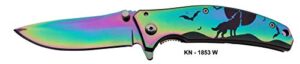 rainbow color wolf pocket knife