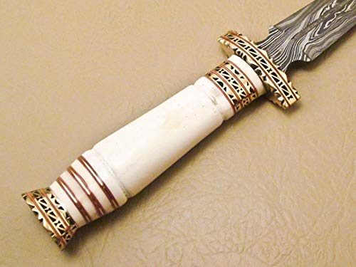 Skokie Knives Hand Made Damascus Steel Hunting Dagger Knife Handle Original Camel Bone with Perfect Grip