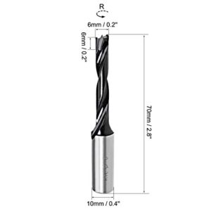 uxcell Brad Point Drill Bits for Wood 6mm x 70mm Forward Turning HSS for Woodworking Carpentry Drilling Tool