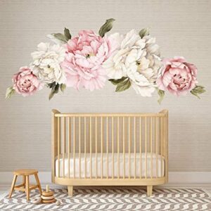 Murwall Floral Peonies Wall Decal, Peony Bouquet Flowers Removable Peel and Stick Wall Sticker