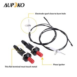 Aupoko 2 Sets Piezo Spark Ignition with Cable Push Button Igniter, Type of 1 Out 2 Electrode 200 Degree Resistance Wire, Fit for Gas Fireplace Gas Oven Gas Heater lgniter Ceramic Kitchen Lighter​