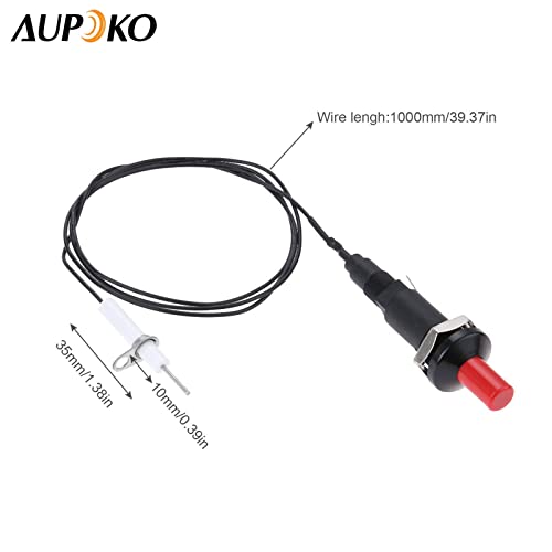 Aupoko 2 Sets Piezo Spark Ignition with Cable Push Button Igniter, Type of 1 Out 2 Electrode 200 Degree Resistance Wire, Fit for Gas Fireplace Gas Oven Gas Heater lgniter Ceramic Kitchen Lighter​