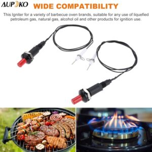 Aupoko 2 Sets Piezo Spark Ignition with Cable Push Button Igniter, Type of 1 Out 2 Electrode 200 Degree Resistance Wire, Fit for Gas Fireplace Gas Oven Gas Heater lgniter Ceramic Kitchen Lighter​