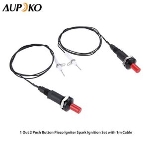 Aupoko 2 Sets Piezo Spark Ignition with Cable Push Button Igniter, Type of 1 Out 2 Electrode 200 Degree Resistance Wire, Fit for Gas Fireplace Gas Oven Gas Heater lgniter Ceramic Kitchen Lighter​