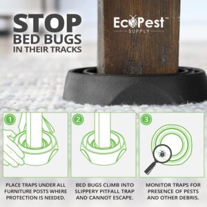 Bed Bug Interceptors – 8 Pack | Bed Bug Blocker (Pro) Interceptor Traps (Black) | Insect Trap, Monitor, and Detector for Bed Legs